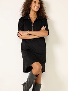 Melissa Nepton Black Fowler Faux Suede Shift Mini Dress